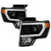 xTune Ford F150 Projector Headlights - Light Bar DRL - Black PRO-JH-FF15009-LBDRL-BK