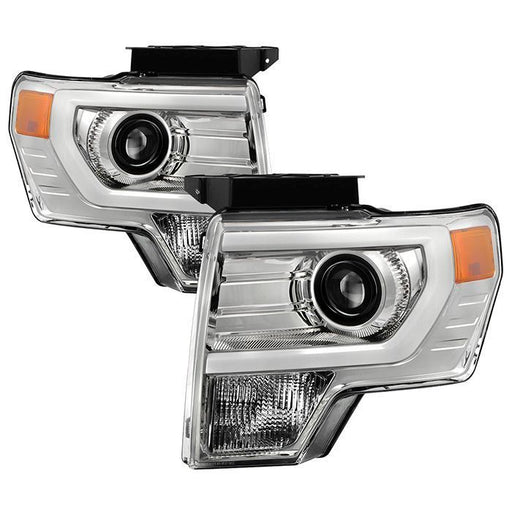 xTune Ford F-150 09-14 Projector Headlights - Light Bar DRL - Chrome PRO-JH-FF15009-LBDRL-C