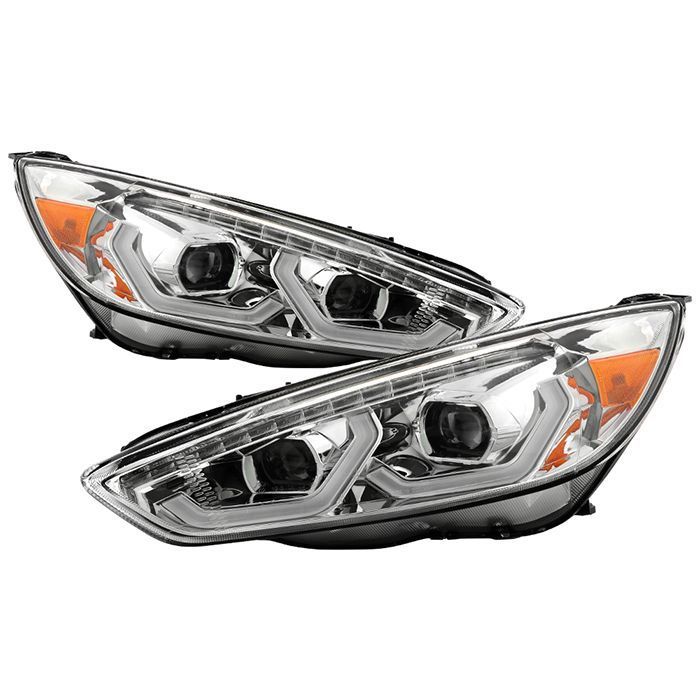 xTune Ford Focus 15-18 Halogen Only Full LED Headlights w/LED Light Bar- Chrome PRO-JH-FFOC15-FLED-C