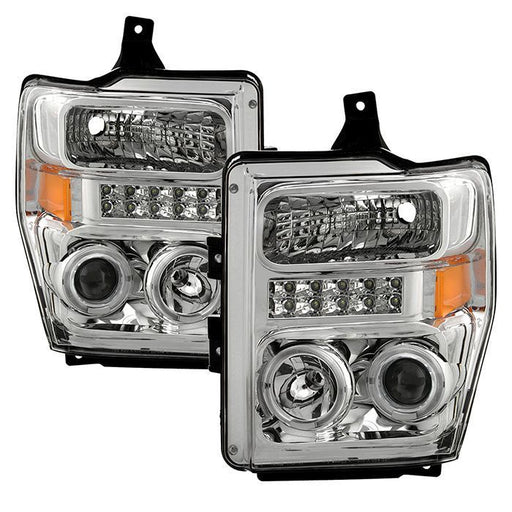 Xtune Ford F250/350/450 Super Duty 08-10 Projector Headlights LED Halo Chrome PRO-JH-FS08-LED-C