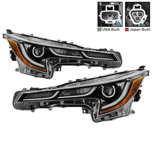 xTune Toyota Corolla 18-20 L LE US Built LED Proj Headlights-SE Style Black PRO-JH-TCOL20LUS-LED-BK