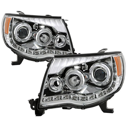 Xtune Toyota Tacoma 05-11 Halo Projector Headlights Chrome PRO-JH-TT05-LED-C