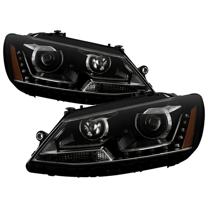 xTune Volkswagen Jetta 11-14 DRL Projector Headlights - Black Smoked PRO-JH-VJ11-DRL-BSM