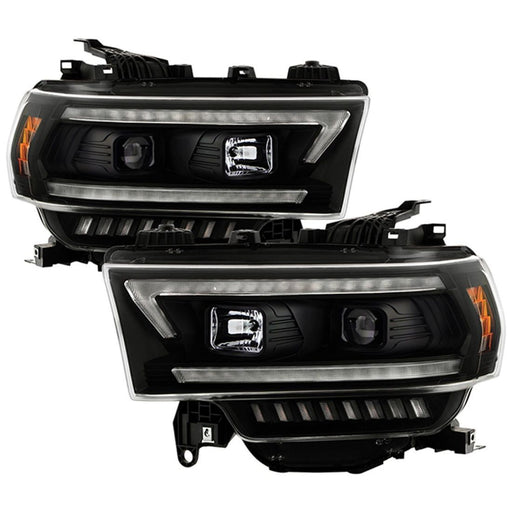 Spyder 19-22 Dodge Ram 2500 (Halogen Only) Projector Headlights - Black PRO-YD-DR19HDHALSI-SEQ-BK