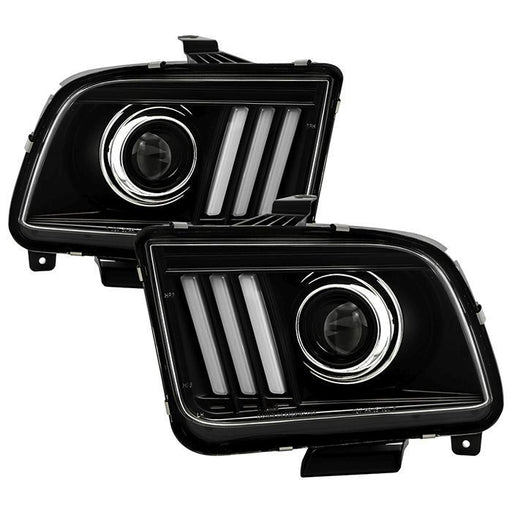 Spyder 05-08 Ford Mustang Projector Headlights V2 w/ LED DRL - Black (PRO-YD-FM05V2-DRL-BK)